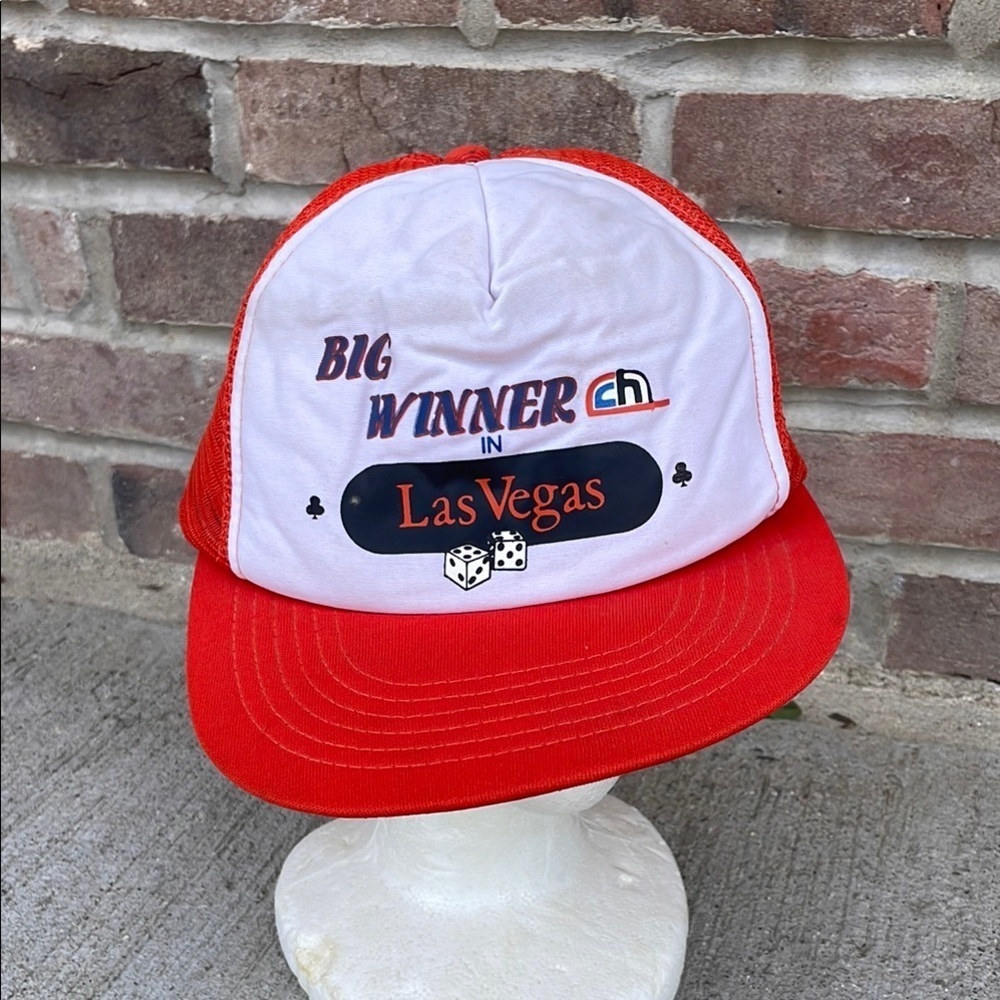Vintage 70s Big Loser in Las Vegas Orange Snap back hat baseball cap trucker